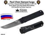 Kizlyar Supreme Knives KK0119 Whisper 3-3/4" D2 Stone Wash Tool Steel Blade Black Milled G10 Handles