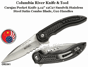 Columbia River Knife & Tool CR5341 CRKT Carajas Pocket Knife 3.12" 12C27 Sandvik Stainless Steel Satin Combo Blade, G10 Handles Columbia River Knife & Tool CR5341 CRKT Carajas Pocket Knife 3.12" 12C27 Sandvik Stainless Steel Satin Combo Blade, G10 Handles