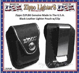 Zippo Windproof Lighter ZLPLBK ZIPPO Genuine Made In The U.S.A. Black Leather Lighter Pouch w/Clip 