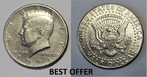 Collectible U.S.A. Coin's 1971D-John F Kennedy Silver Half Dollar Coin
