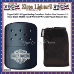 Zippo Windproof Lighter Z40319 Zippo Harley-Davidson Pocket Size Furnace 12-Hour Black Matte Hand Warmer W/Cloth Pouch New In Box