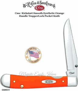 W.R. Case & Sons Cutlery CACA80511 Case XX� Case XX� Kickstart Orange Synthetic Bone Handle Trapperlock Stainless Steel Pocket Knife 