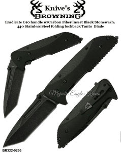 Browning Cutlery Browning BR322-0266 Browning Black Label Eradicate Black G10 Handle Linerlock Pocket Folder Knife 
