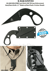 KA-BAR KB1478BP Last Ditch LDK TDI Law Enforcement Boot/Neck Knife 1.7" Plain Blade w/Hard Plastic Friction Sheath