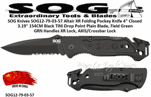 SOG Knives SOGFF25-CP Escape Tactical Folding Pocket Knife- 4-3/4" Closed 3-3/8" Serrated Edge Blade Emergency Pocket Knife with Glass Breaker, Wire Stripper and Line Cutter Blades-Black 