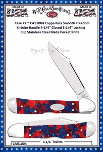 W.R. Case & Sons Cutlery​​ CA51004 Case XX� Copperlock Smooth Freedom Kirinite Handle 4-1/4" Closed 3 1/4" Locking Clip Plain Blade Tru-Sharp Surgical Stainless Steel Pocket Knife 