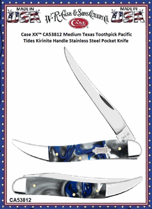 W.R. Case & Sons Cutlery CA53812 Case XX� Medium Texas Toothpick Pacific Tides Kirinite Handle Stainless Steel Pocket Knife 