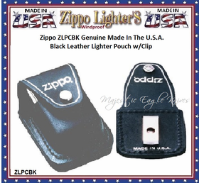 Zippo Windproof Lighter ZLPCBK ZIPPO Genuine Made In The U.S.A. Black Leather Lighter Pouch w/Clip 