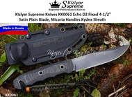 Kizlyar Supreme Knives KK0061 Echo D2 Fixed 4-1/2" Satin Plain Blade, Micarta Handles Kydex Sheath 