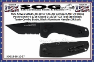 SOG Knives SOG15-38-10-57 TAC AU Compact AUTO Folding Pocket Knife 4-1/16 Closed 2-15/16" D2 Tool Steel Black Tanto Combo Blade, Black Aluminum Handles XR Lock 