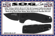 SOG� Knives SOG15-38-11-57 TAC AU Compact California Special AUTO Folding Pocket Knife 4-1/16 Closed 2-15/16" D2 Tool Steel Black Drop Point Plain Blade, Black Aluminum Handles XR Lock 