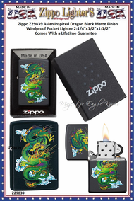 Zippo Windproof Lighter Z29839 Zippo Asian Inspired Dragon Black Matte Finish Windproof Pocket Lighter 2-1/4"x1/2"x1-1/2" Comes With a Lifetime Guarantee Zippo Windproof Lighter Z29839 Zippo Asian Inspired Dragon Black Matte Finish Windproof Pocket Lighter 2-1/4"x1/2"x1-1/2" Comes With a Lifetime Guarantee