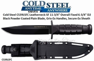 Cold Steel CS39LSFC Leatherneck-SF 11-3/4" Overall Fixed 6-3/4" D2 Black Powder Coated Plain Blade, Griv-Ex Handles, Secure-Ex Sheath