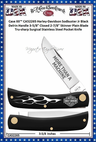 W.R. Case & Sons Cutlery CA52265 Case XX™ Harley-Davidson Sodbuster Jr Black Delrin Handle 3-5/8" Closed 2-7/8" Skinner Plain Blade Tru-sharp Surgical Stainless Steel Pocket Knife W.R. Case & Sons Cutlery CA52265 Case XX™ Harley-Davidson Sodbuster Jr Black Delrin Handle 3-5/8" Closed 2-7/8" Skinner Plain Blade Tru-sharp Surgical Stainless Steel Pocket Knife