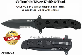 Columbia River Knife & Tool CRM21-14G CRKT Carson Flipper 3/4" 8Cr14, 58-59 HRC Stainless Steel Black Combo Blade, Black G10 Handles Columbia River Knife & Tool CRM21-14G CRKT Carson Flipper 3/4" 8Cr14, 58-59 HRC Stainless Steel Black Combo Blade, Black G10 Handles
