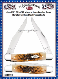 W.R. Case & Sons Cutlery CA10798 Case XX� Muskrat Jigged Amber Bone Handle Stainless Steel Pocket Knife