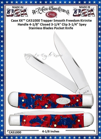 W.R. Case & Sons Cutlery​​ CA51000 Case XX� Trapper Smooth Freedom Kirinite Handle 4-1/8" Closed 3-1/4" Clip 3-1/4" Spey Plane Blade Tru-Sharp Stainless Steel Pocket Knife 