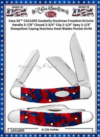W.R. Case & Sons Cutlery CA51005 Case XX� Sowbelly Freedom Kirinite Handle 3-7/8" Closed 2-3/4" Clip 2-1/4" Spey 2-1/4" Sheepsfoot Coping Plain Blade Tru-Sharp Surgical Stainless Steel Pocket Knife