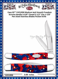 W.R. Case & Sons Cutlery CA51006 Case XX� Medium Jack Smooth Freedom Kirinite Handle 3-3/8" Closed 2-1/2" Clip 1-7/8" Pen Plain Blade Tru-Sharp Surgical Stainless Steel Pocket Knife 