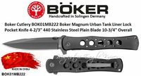 Boker Cutlery BOK01MB222 Boker Magnum Urban Tank Liner Lock Pocket Knife 4-2/3" 440 Stainless Steel Plain Blade 10-3/4" Overall Boker Cutlery BOK01MB222 Boker Magnum Urban Tank Liner Lock Pocket Knife 4-2/3" 440 Stainless Steel Plain Blade 10-3/4" Overall