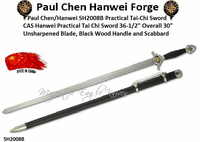 CAS Hanwei SH2008B Practical Tai Chi Sword 36-1/2" Overall 30" Unsharpened Blade, Black Wood Handle and Scabbard by Paul Chen CAS Hanwei SH2008B Practical Tai Chi Sword 36-1/2" Overall 30" Unsharpened Blade, Black Wood Handle and Scabbard by Paul Chen