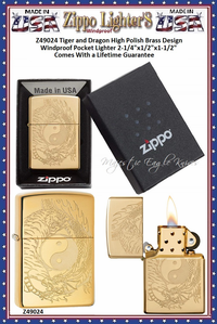 Zippo Windproof Lighter Z49024 Zippo Tiger & Dragon Design Yin Yang Dragon and Tiger High Polish Brass Windproof Pocket Lighter 2-1/4"x1/2"x1-1/2" Comes With a Lifetime Guarantee Zippo Windproof Lighter Z49024 Zippo Tiger & Dragon Design Yin Yang Dragon and Tiger High Polish Brass Windproof Pocket Lighter 2-1/4"x1/2"x1-1/2" Comes With a Lifetime Guarantee