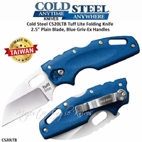 Cold Steel Knives 20LTB Tuff Lite Folding Knife 2.5" Plain Blade, Blue Griv-Ex Handles