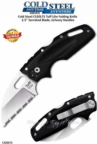 Cold Steel Knives CS20LTS Tuff Lite Folding Knife 2.5" Serrated Blade, Grivory Handles