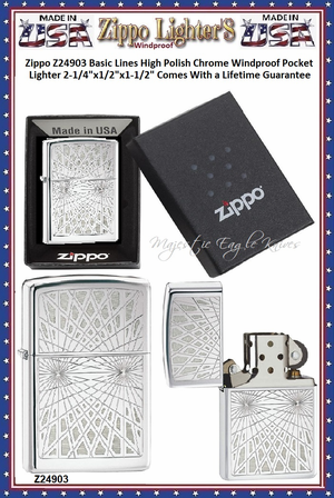 Zippo Windproof Lighter Z24903 Zippo Basic Lines High Polish Chrome Windproof Pocket Lighter 2-1/4"x1/2"x1-1/2" Comes With a Lifetime Guarantee Zippo Windproof Lighter Z24903 Zippo Basic Lines High Polish Chrome Windproof Pocket Lighter 2-1/4"x1/2"x1-1/2" Comes With a Lifetime Guarantee