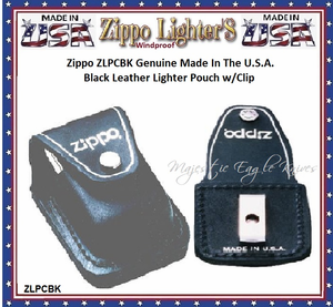 Zippo Windproof Lighter ZLPCBK ZIPPO Genuine Made In The U.S.A. Black Leather Lighter Pouch w/Clip 