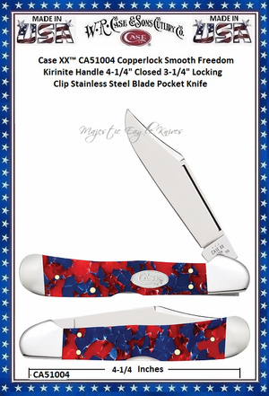 W.R. Case & Sons Cutlery​​ CA51004 Case XX� Copperlock Smooth Freedom Kirinite Handle 4-1/4" Closed 3 1/4" Locking Clip Plain Blade Tru-Sharp Surgical Stainless Steel Pocket Knife 