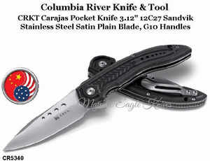 Columbia River Knife & Tool CR5340 CRKT Carajas Pocket Knife 3.12" 12C27 Sandvik Stainless Steel Satin Plain Blade, G10 Handles Columbia River Knife & Tool CR5340 CRKT Carajas Pocket Knife 3.12" 12C27 Sandvik Stainless Steel Satin Plain Blade, G10 Handles