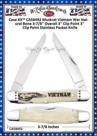 W.R. Case & Sons Cutlery CA58492 Case XX™ Muskrat Vietnam War Natural Bone Handle 3-7/8" Overll 3" Clip Point 3" Clip Point Stainless Pocket Knife W.R. Case & Sons Cutlery CA58492 Case XX™ Muskrat Vietnam War Natural Bone Handle 3-7/8" Overll 3" Clip Point 3" Clip Point Stainless Pocket Knife