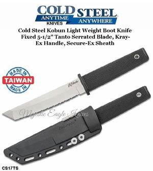 Cold Steel Knives CS17TS Cold Steel Kobun Light Weight Boot Knife Fixed 5-1/2" Tanto Serrated Blade, Kray-Ex Handle, Secure-Ex Sheath Cold Steel Knives CS17TS Cold Steel Kobun Light Weight Boot Knife Fixed 5-1/2" Tanto Serrated Blade, Kray-Ex Handle, Secure-Ex Sheath