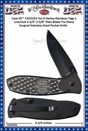 W.R. Case & Sons Cutlery CA52253 Case XX Tec-X Harley-Davidson Tags-L Linerlock Folding Knife W.R. Case & Sons Cutlery CA52253 Case XX Tec-X Harley-Davidson Tags-L Linerlock Folding Knife