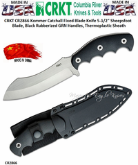 Columbia River Knives CR2866 CRKT Kommer Catchall Fixed Blade Knife 5-1/2" Sheepsfoot Blade, Black Rubberized GRN Handles, Thermoplastic Sheath Columbia River Knives CR2866 CRKT Kommer Catchall Fixed Blade Knife 5-1/2" Sheepsfoot Blade, Black Rubberized GRN Handles, Thermoplastic Sheath