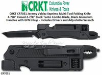 Columbia River Knife and Tool: CR7051 CRKT Jeremy Valdez Septimo Multi-Tool Folding Knife 4​-7/8" Closed 2-7/8" Black Tanto Combo Blade, Black Aluminum Handles with GFN Inlays - Includes Drivers and Adjustable Wrench Columbia River Knife and Tool: CR7051 CRKT Jeremy Valdez Septimo Multi-Tool Folding Knife 4​-7/8" Closed 2-7/8" Black Tanto Combo Blade, Black Aluminum Handles with GFN Inlays - Includes Drivers and Adjustable Wrench