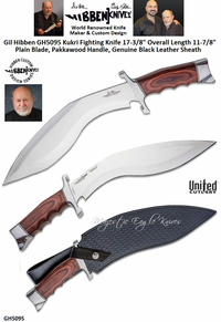 United Cutlery Presents Gil Hibben GH5095 Kukri Fighting Knife 17-3/8" Overall Length 11-7/8" Plain Blade, Pakkawood Handle, Genuine Black Leather Sheath United Cutlery Presents Gil Hibben GH5095 Kukri Fighting Knife 17-3/8" Overall Length 11-7/8" Plain Blade, Pakkawood Handle, Genuine Black Leather Sheath