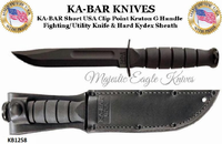KA-BAR 1258 Short Fighting Knife 5-1/4" Plain Blade, Kraton G Handle, Kydex Sheath KA-BAR 1258 Short Fighting Knife 5-1/4" Plain Blade, Kraton G Handle, Kydex Sheath