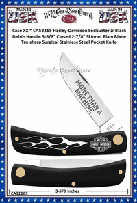 W.R. Case & Sons Cutlery CA52265 Case XX™ Harley-Davidson Sodbuster Jr Black Delrin Handle 3-5/8" Closed 2-7/8" Skinner Plain Blade Tru-sharp Surgical Stainless Steel Pocket Knife W.R. Case & Sons Cutlery CA52265 Case XX™ Harley-Davidson Sodbuster Jr Black Delrin Handle 3-5/8" Closed 2-7/8" Skinner Plain Blade Tru-sharp Surgical Stainless Steel Pocket Knife