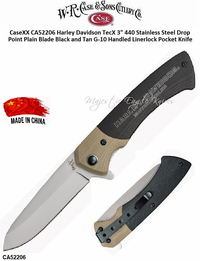W.R. Case & Sons Cutlery CA52206 CaseXX Harley Davidson TecX 3" 440 Stainless Steel Drop Point Plain Blade Black and Tan G-10 Handled Linerlock Pocket Knife W.R. Case & Sons Cutlery CA52206 CaseXX Harley Davidson TecX 3" 440 Stainless Steel Drop Point Plain Blade Black and Tan G-10 Handled Linerlock Pocket Knife