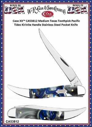 W.R. Case & Sons Cutlery CA53812 Case XX� Medium Texas Toothpick Pacific Tides Kirinite Handle Stainless Steel Pocket Knife 