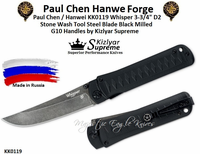 Kizlyar Supreme Knives KK0119 Whisper 3-3/4" D2 Stone Wash Tool Steel Blade Black Milled G10 Handles