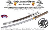 Citadel sc4048 Wolf Katana - Limited Edition Citadel's Swords and Knives are completely hand-made customs Overall: 39-1/4" Blade Length: 26-3/4" Hand Forged DNH7  Blade Hand Carved Pure Iron Fittings