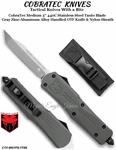 COBRA TEC Knives CTK-MGYFS-3TNS CobraTec Medium 3" 440C Stainless Steel Tanto Blade Gray Zinc-Aluminum Alloy Handled OTF Knife & Nylon Sheath