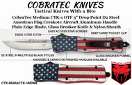 CobraTec Knives CTK-MUSACTK-1MDNS CobraTec Medium CTK-1 OTF--3" Drop-Point /D2 Steel American Flag Cerakote Aircraft Aluminum Handle Plain Edge Blade, Glass Breaker Knife & Nylon Sheath