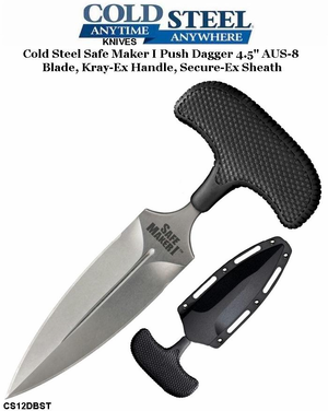 Cold Steel CS12DBST Safe Maker I Push Dagger 4.5" AUS-8 Blade, Kray-Ex Handle, Secure-Ex Sheath Cold Steel CS12DBST Safe Maker I Push Dagger 4.5" AUS-8 Blade, Kray-Ex Handle, Secure-Ex Sheath