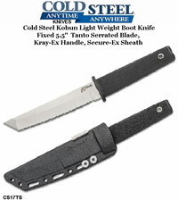  Cold Steel CS17TS Kobun Light Weight Boot Knife Fixed 5.5" Tanto Serrated Blade, Kray-Ex Handle, Secure-Ex Sheath