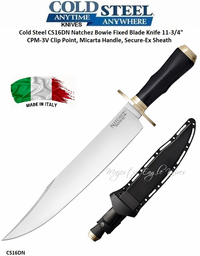 Cold Steel CS16DN Natchez Bowie Fixed Blade Knife 11-3/4" CPM-3V High Carbon Steel Clip Point, Micarta Handle, Secure-Ex Sheath