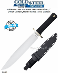 Cold Steel CS16DT Trail Master Fixed Blade Knife 9-1/2" CPM-3V High Carbon Steel Point, Kray-Ex Handles, Secure-Ex Sheath